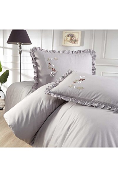 AYHANHOME Gardenia Handwork Embroidered 100% Cotton Double Duvet Cover Set