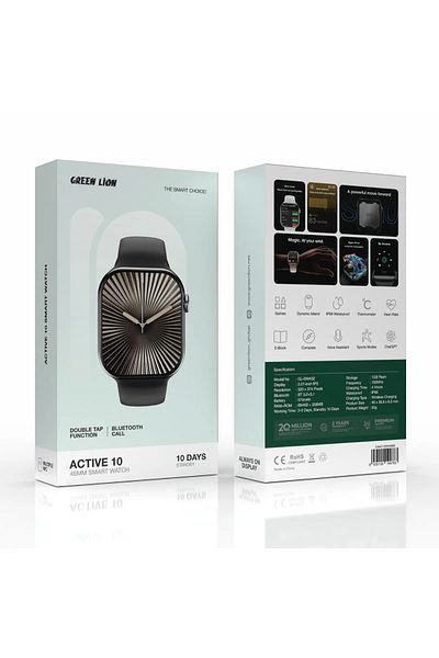 Green Lion Active 10 46Mm Smart Watch - Black