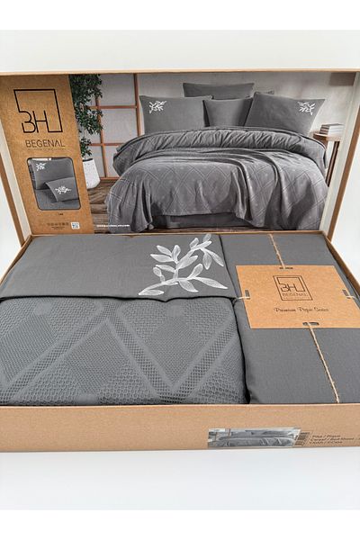 AYHANHOME Premium Double Waffles 100% Cotton, Honeycomb Design Embroidered Double Boxed Pique Set