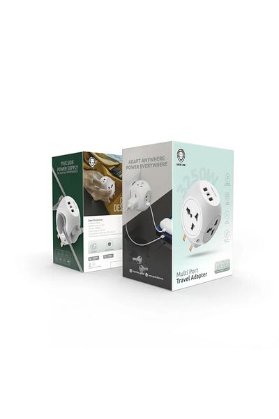 Green Lion Multi Port Travel Adapter - White