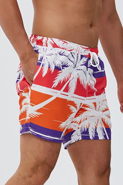 redowl Palmiye Desenli Deniz Şortu