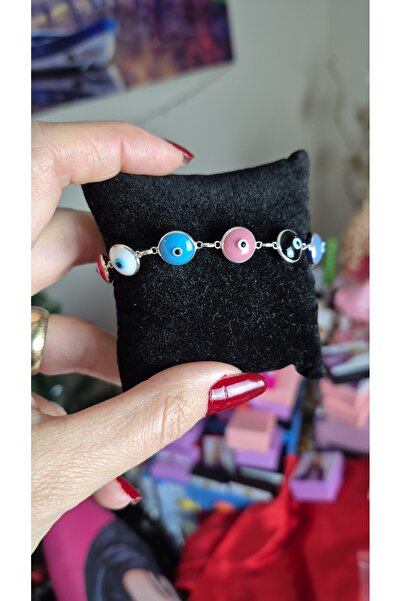 Butik 925AYAR GÜMÜŞ TASARIM NAZAR BONCUKLU BİLEKLİK