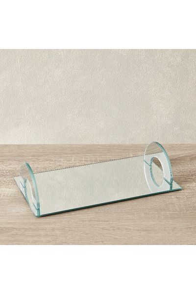 Home Box صينية مستطيلة من الزجاج الشفاف المزخرف من Briar مقاس 36x20x8 سم