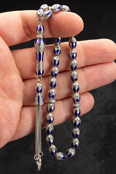 OTTOTESBİH Sertifikalı Erkek Gümüş Tespih 6x9mm 48Gr Arpa Kesim