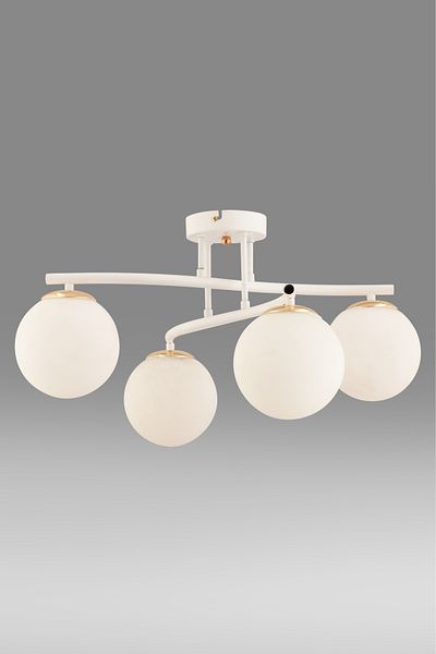 avimonaydınlatma Romero 4-Piece White Globe Glass Plafonier - Chandelier Living Room Dining Table Top Hall Bedroom