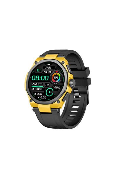 Green Lion Grand Smart Watch With Yellow Case - Black