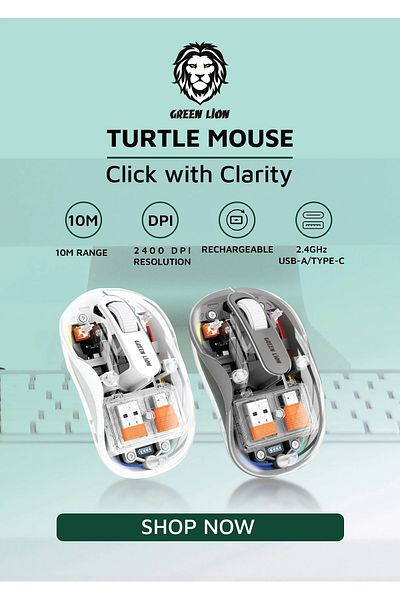 Green Lion Wireless Turtle Mouse 2400Dpi - Gray