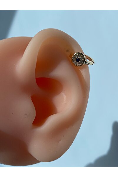 kurukafagift Helix Rook Lobe Kıkırdak Piercing Nazar Boncuklu Taşlı Gold Renk