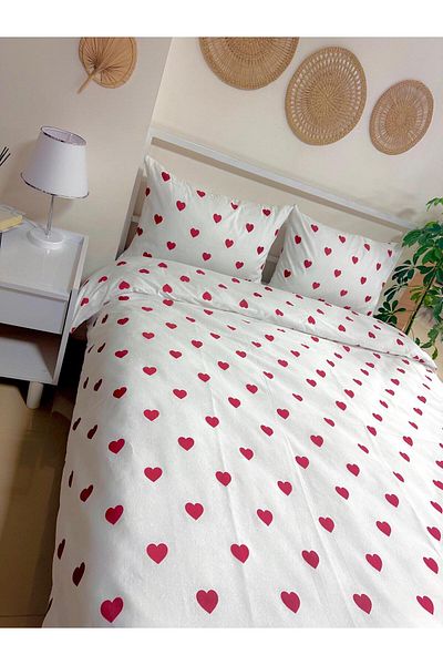 üntaş Double Heart Patterned Duvet Cover Set