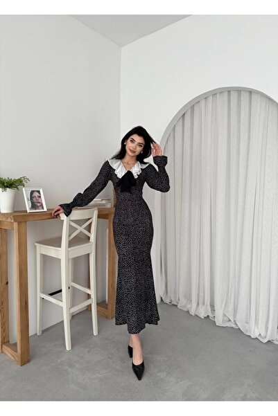 Julidress Βρεφικό φόρεμα Premium με γιακά πουά - μακρυμάνικο και μαργαριταρένια κουμπιά