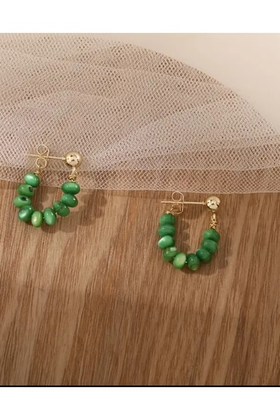 MCK YEŞİL BONCUK DETAY KÜPE