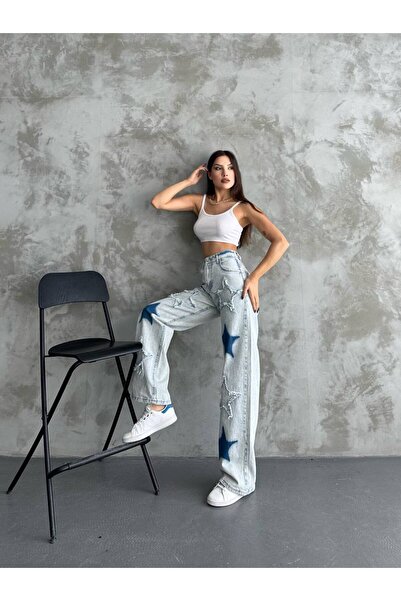 DENİKK Trend Y2K Star Design Baggy Denim Jean Pants