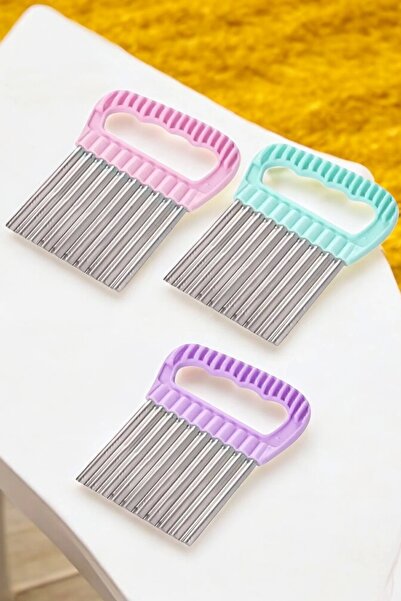 MyBru Paslanmaz Çelik Chips Chopper Patates Sebze ve Meyve Dilimleyici Şekill...