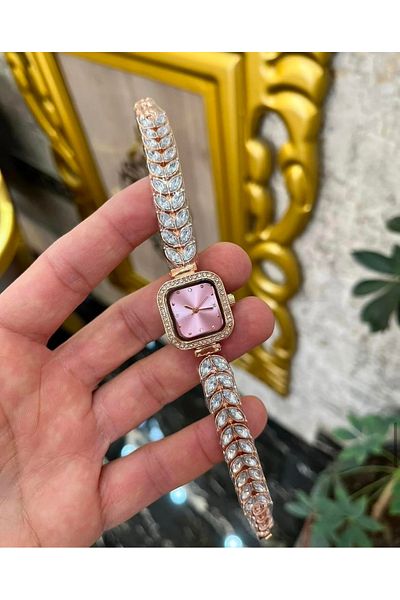 pullmarkt Ottoman Series - Tulip Pattern Stone Cord Square Case Women's Wristwatch