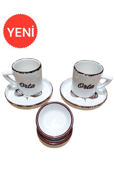 Ganita home 2-Person Medium Coffee Cup - Turkish Delight Cup Gift 6 Pieces Double 100 ml