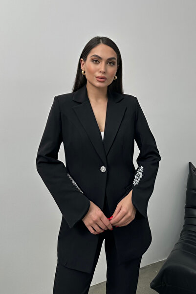 msm fashion Stone részletes női blézer és nadrág szett - csőszár