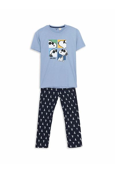 LC Waikiki Σετ ανδρικών πιτζάμες με στάμπα Navy Blue Standard Snoopy