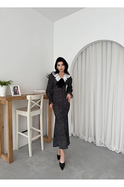 Julidress Βρεφικό φόρεμα Premium με γιακά πουά - μακρυμάνικο και μαργαριταρένια κουμπιά