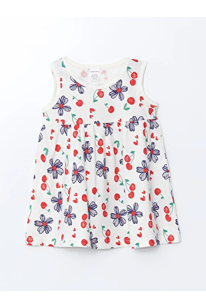 LC Waikiki LCW Kids Kırmızı Bisiklet Yaka Çiçekli Kız Çocuk Günlük Elbise 2'li