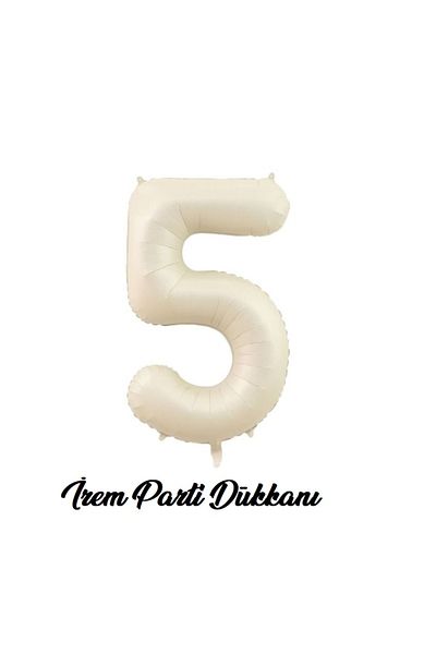 İrem Parti Dükkanı Retro Sea Sand Beige Cream 5 Years Old Number Balloon 74 cm 34 Inch
