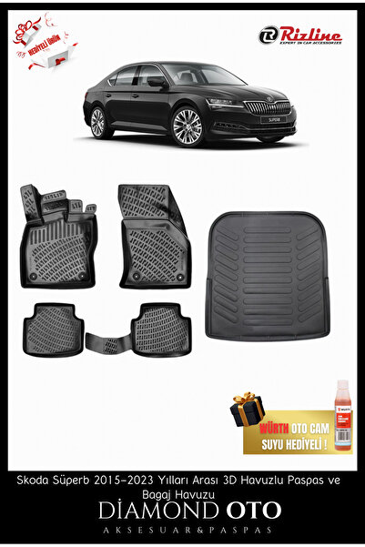 Rizline Skoda Superb 3d Havuzlu Paspas ve Bagaj Havuzu 2015-2016-2017-2018-20...