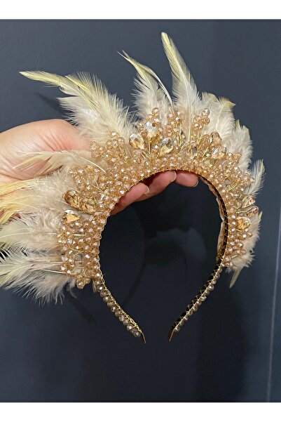 DesaAccessories Εντατική χάντρα χέννας με κρυστάλλινες πέτρες και φτερά, μετά...