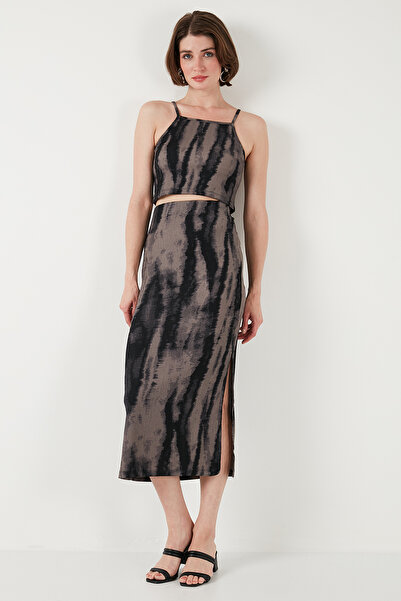 Lela Slim Fit Rope Strap Slit Midi Bottom-Top Suit Set 5869021