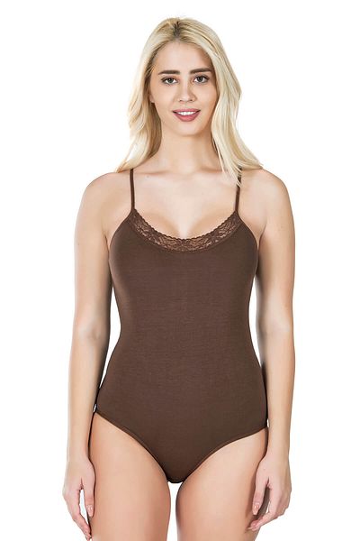 Fily Underwear Derya Lead Front Parts Lace Embroidered Cotton Fabric Thin Straps Snap Fastener Body Singlet