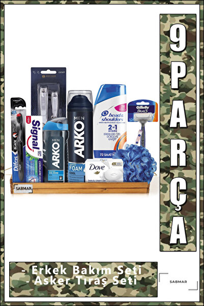 Arko Men Asker Tıraş Seti 9 Parça Asker Hazırlık Seti Erkek Bakım Seti Asker Bakım Seti 9 Parça x2024040 tk