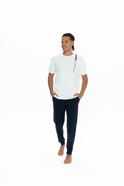 U.S. Polo Assn. Ανδρικό, Αδειοδοτημένο, USPA, 100% Βαμβάκι, (Εκρού), Ελαστικό πόδι, Σετ Πυτζάμες