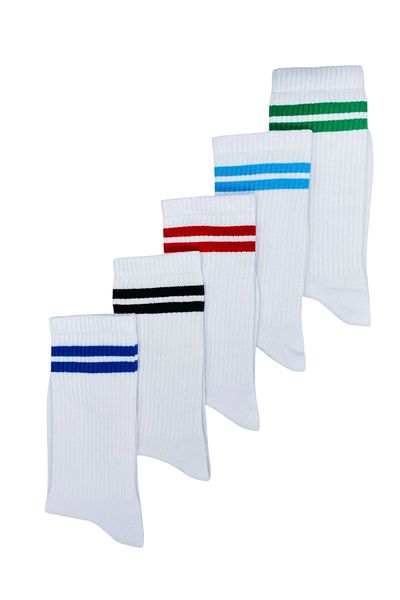 By Alem 5 Pieces Unisex Pairs Striped Socks