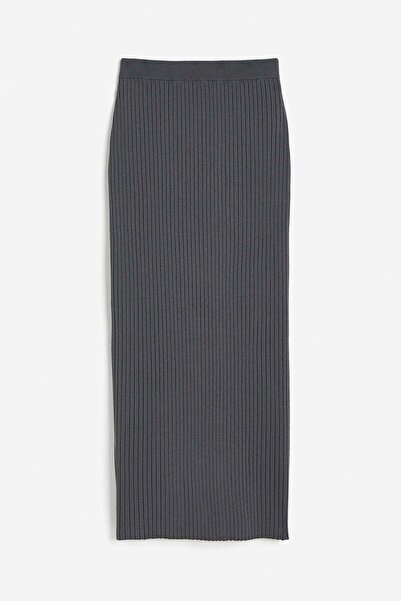 H&M Silk-blend rib-knit skirt