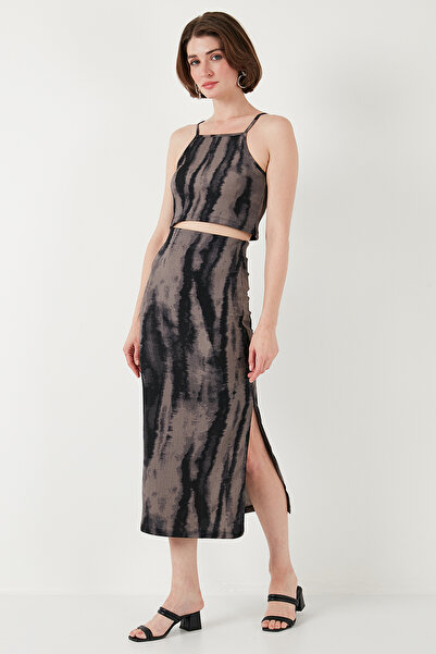 Lela Slim Fit Rope Strap Slit Midi Bottom-Top Suit Set 5869021