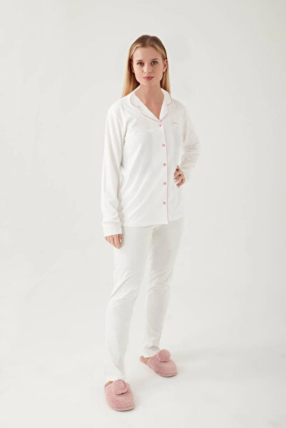 Pierre Cardin Kadın Klasik Regular Önden Düğmeli Pijama Takımı L1.PC.004.12.K15