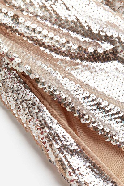 H&M فستان مطرز بالترتر بكتف واحد