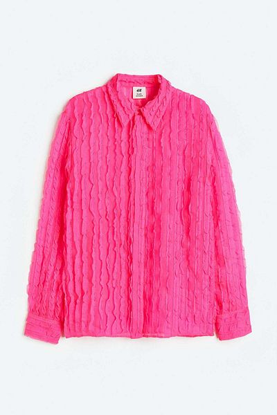 H&M Pleated sheer shirt