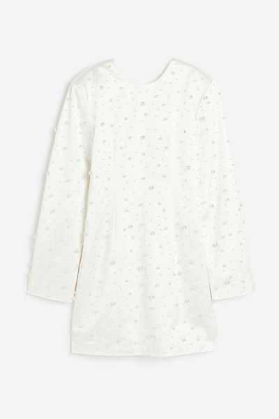 H&M Bead-embellished satin dress