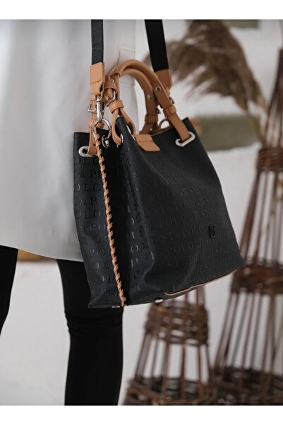 Just Polo حقيبة كتف نسائية كبيرة الحجم مضفرة مضفرة ذات 5 حجرات من موديل رث 2180