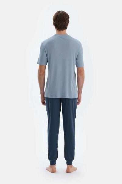 Dagi Παντελόνι Modal από βαμβακερό χτενισμένο πόδι Navy Blue Jogger