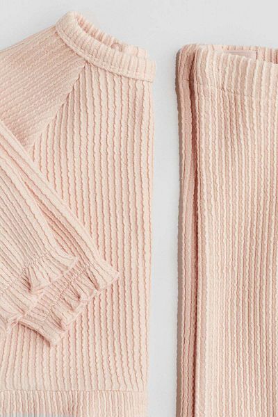 H&M 2-piece wavy-ribbed cotton set