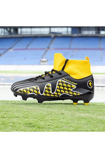 JOJO KIDS Cizme de fotbal unisex pentru copii - șosete pentru podea pentru covor, teren și iarbă, șireturi ornamentale, flexibile, pantofi de fotbal