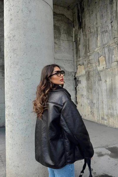 candybia Kadın Siyah Oversize Ceket