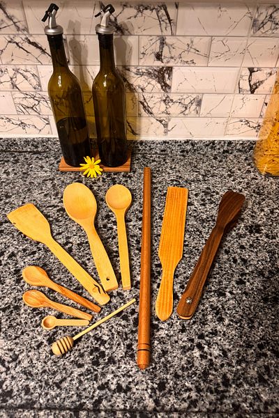 Rapt 10 Pieces Wooden Kitchenware Set Spoon Scoop Spatula Tongs Rolling Pin Honey Spoon