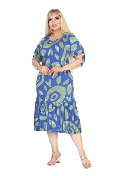 MELSAY Rochie de damă cu guler pătrat cu mânecă scurtă, albastru, cu model de ochi rău, cu mâneci, cu șnur