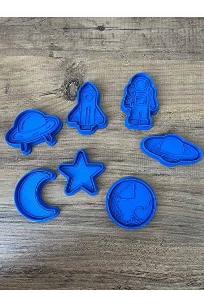 Space Themed Cookie Mold and Stamp Set - 7 pcs