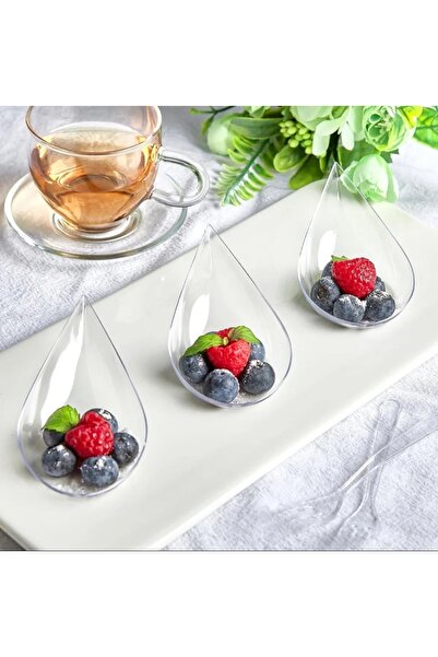 Evinizin Yardımcısı Sunumluk & Ikramlık & Kahve Yanı & Damla Kaşık Şeffaf 12 Adet