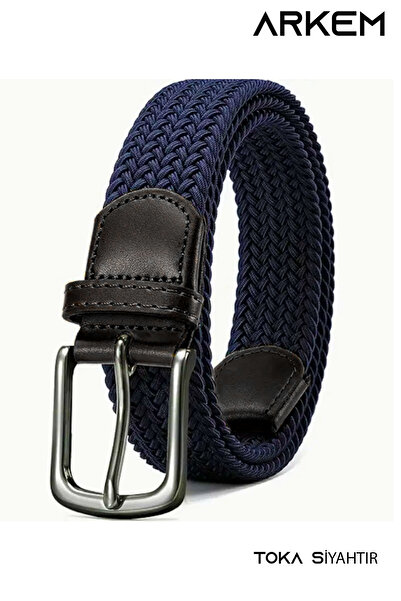 Arkem Elastik Örgü Kemer, Lacivert Kemer, Erkek Spor, Kot, Şort Erkek Kemer 3...