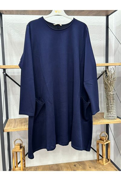 ÖZNE BUTİK Two-Thread Crystal Combed Cotton Tunic with Pockets