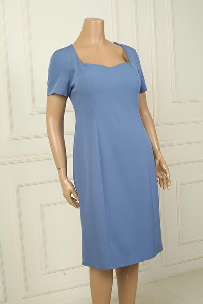 By Saygı Жіноча сукня з підкладкою, з короткими рукавами, великий розмір, креп