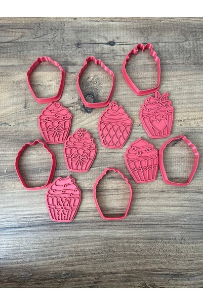 KSTECH Set of 6 Cupcake Shaped Cookies and Stamps